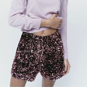ZARA sequin pink short
